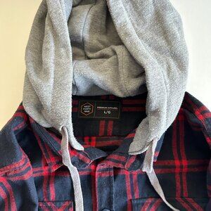 West Forty Nine Plaid Hooded Button Up